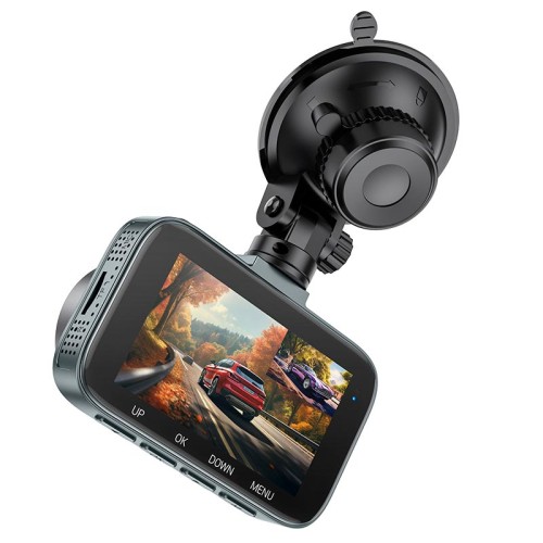Відеореєстратор HOCO Driving recorder with 3-inch display (with rear camera) DV6 |1080p/30FPS front, 720p rear, G Sessor| grey