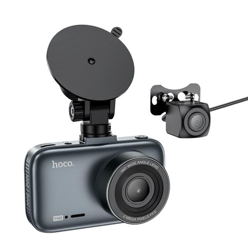 Відеореєстратор HOCO Driving recorder with 3-inch display (with rear camera) DV6 |1080p/30FPS front, 720p rear, G Sessor| grey
