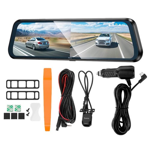 Відеореєстратор HOCO streaming media driving recorder (dual-channel with rear camera) DV16 |1080p/30fps, 9,66"| black