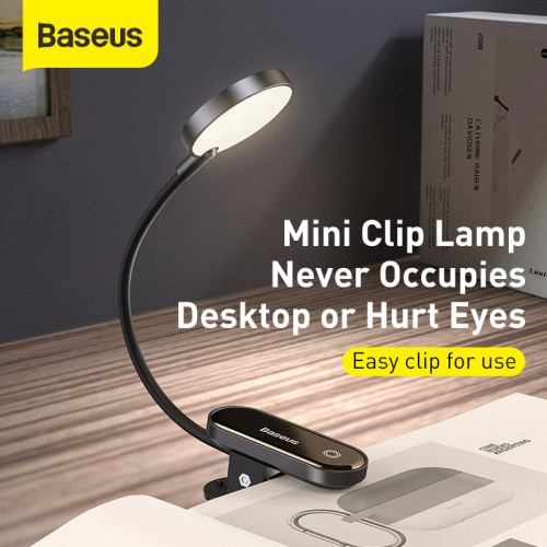 Універсальна лампа з кліпсю Baseus Comfort Reading Mini Clip Lamp |24Hours, 4000K| (DGRAD-0G) grey
