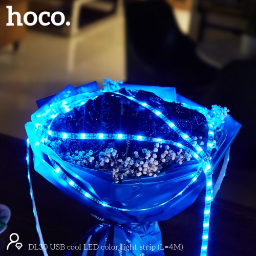 Стрічка на світлодіодах RGB HOCO USB cool LED color light strip DL30 |4M, 20RGB Mode, Remote| black