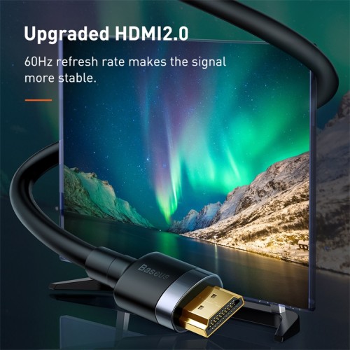 Кабель BASEUS 4KHDMI Male To 4KHDMI Male Cafule |3M, HDMI2.0| (CADKLF-G01) black