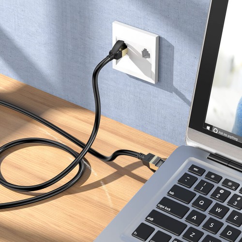 Кабель Hoco LAN RJ45 Level pure copper gigabit ethernet cable US02 |1m| black