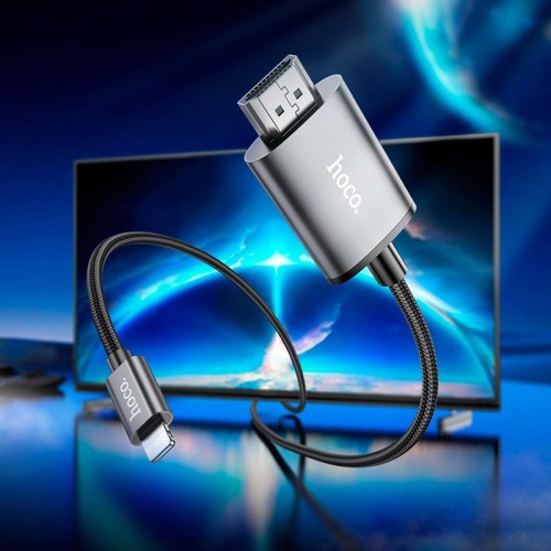 Кабель Hoco HD on-screen cable iP to HDTV UA27 |1080p, 2m| metal-grey