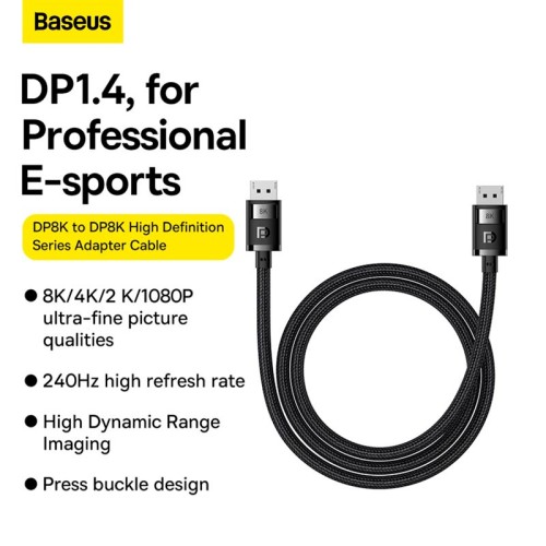 Кабель Baseus High Definition Series DP 8K to DP 8K Adapter Cable |1.5m, 240Hz| black