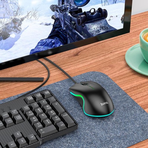 Мишка HOCO Enjoy gaming luminous wired mouse GM19 black