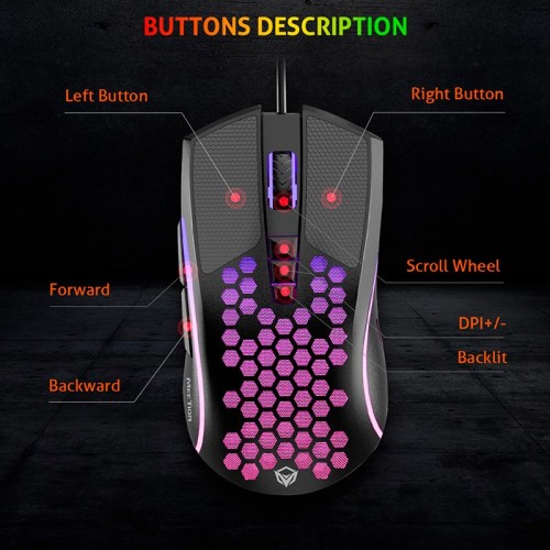 Миша MEETION RGB Backlight Gaming Mouse RGB GM015 |800-6400dpi| black