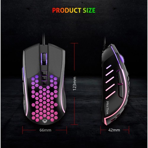 Миша MEETION RGB Backlight Gaming Mouse RGB GM015 |800-6400dpi| black