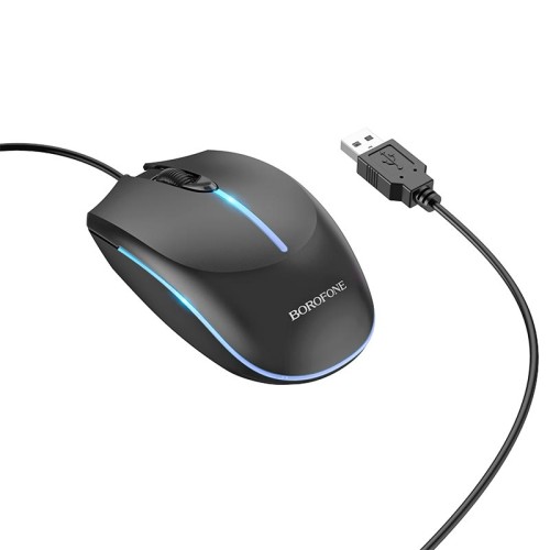 Миша Borofone Soaring game luminous wired mouse BG10 |1000dpi, 1.5m cord| black
