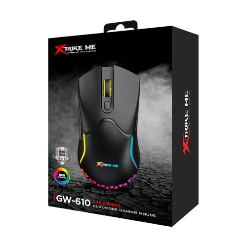 Миша ігрова XTRIKE ME GW-610 gaming mouse RGB |800-8000 6 step DPI, 2.4G/Type-C| black