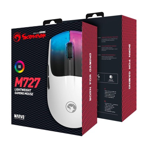 Миша MARVO Wired Programmable Gaming Mouse M727 |1200-12400dpi| white