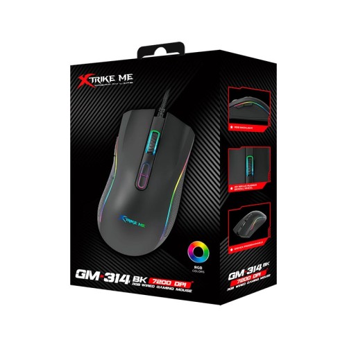 Миша ігрова XTRIKE ME programmable GM-314 BK wired mouse |800-7200 6 step dpi| black