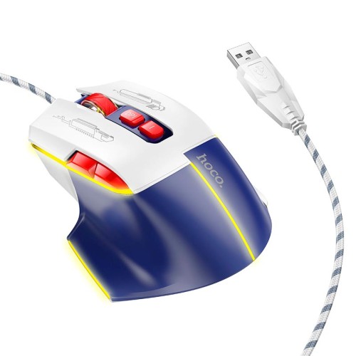 Миша HOCO Overlord luminous gaming wired mouse GM31 |1200-1800-2400-3600dpi| white-blue