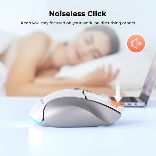 Миша MEETION 2.4G+Bluetooth wireless gaming mouse BTM001 |800-1200-1600-2400dpi, 7keys, 35/140h, Type-C Charging, RGB| white-purple