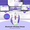 Миша MEETION 2.4G+Bluetooth wireless gaming mouse BTM001 |800-1200-1600-2400dpi, 7keys, 35/140h, Type-C Charging, RGB| white-purple