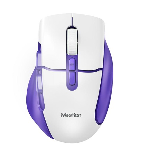 Миша MEETION 2.4G+Bluetooth wireless gaming mouse BTM001 |800-1200-1600-2400dpi, 7keys, 35/140h, Type-C Charging, RGB| white-grey