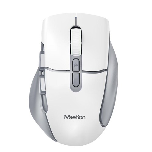 Миша MEETION 2.4G+Bluetooth wireless gaming mouse BTM001 |800-1200-1600-2400dpi, 7keys, 35/140h, Type-C Charging, RGB| white-grey