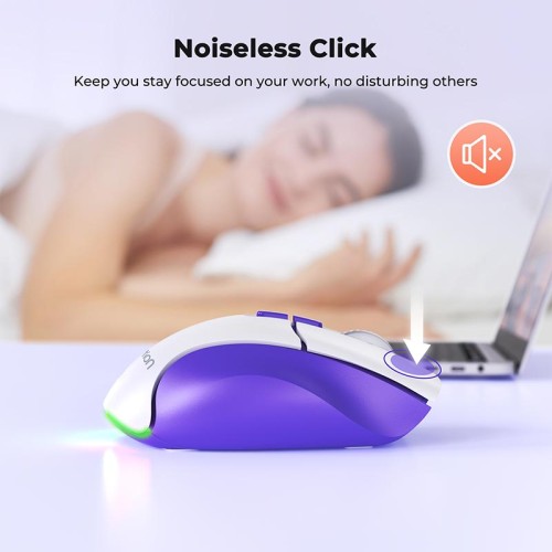 Миша MEETION 2.4G+Bluetooth wireless gaming mouse BTM001 |800-1200-1600-2400dpi, 7keys, 35/140h, Type-C Charging, RGB| white-grey