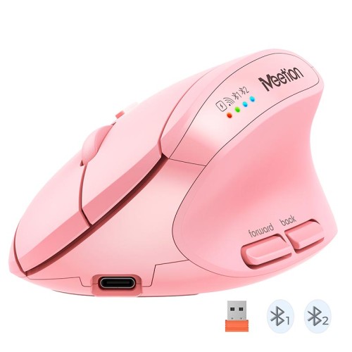 Миша MEETION 2.4G+Bluetooth Office Vertical Mouse BTM008 |800-1200-1600-2400dpi, 400h, Type-C charging| pink