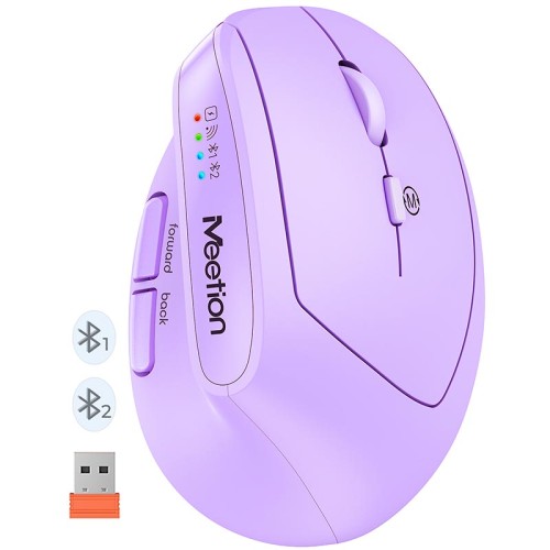 Миша MEETION 2.4G+Bluetooth Office Vertical Mouse BTM008 |800-1200-1600-2400dpi, 400h, Type-C charging| purple