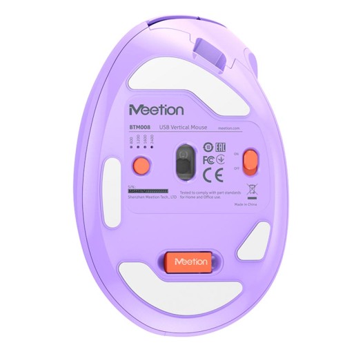 Миша MEETION 2.4G+Bluetooth Office Vertical Mouse BTM008 |800-1200-1600-2400dpi, 400h, Type-C charging| purple