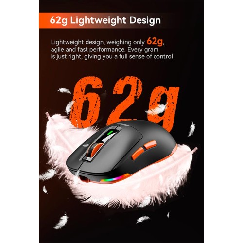 Миша MEETION Wired+2.4G+Bluetooth Gaming mouse GW24 |6 Keys, 8000dpi, 30-60h, RGB| black