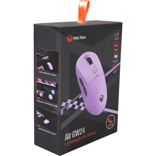 Миша MEETION Wired+2.4G+Bluetooth Gaming mouse GW24 |6 Keys, 8000dpi, 30-60h, RGB| black