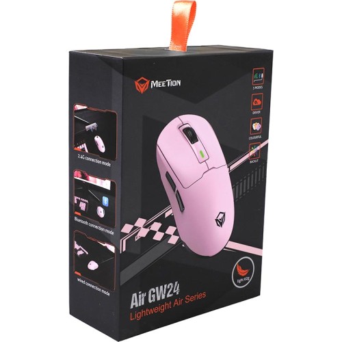Миша MEETION Wired+2.4G+Bluetooth Gaming mouse GW24 |6 Keys, 8000dpi, 30-60h, RGB| white