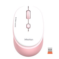 Миша MEETION 2.4G Wireless Office Mouse R571 |1000/1200/1600 DPI, AA Battery| white-pink