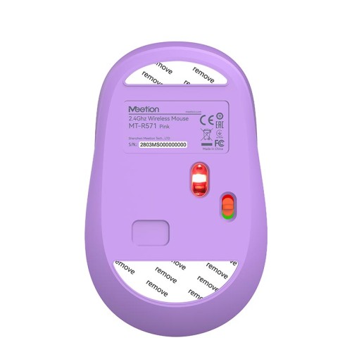 Миша MEETION 2.4G Wireless Office Mouse R571 |1000/1200/1600 DPI, AA Battery| white-pink