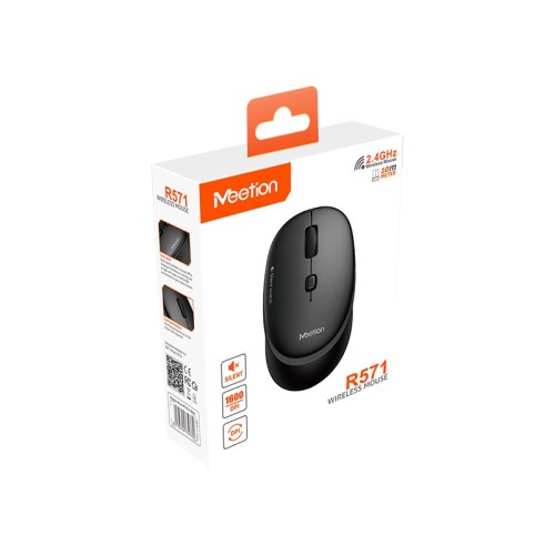 Миша MEETION 2.4G Wireless Office Mouse R571 |1000/1200/1600 DPI, AA Battery| white-pink