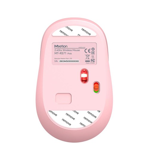 Миша MEETION 2.4G Wireless Office Mouse R571 |1000/1200/1600 DPI, AA Battery| white-pink