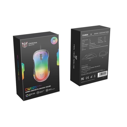 Миша Onikuma RGB Backlit Wired Gaming Mouse CW925 |12800 DPI| transparent-black