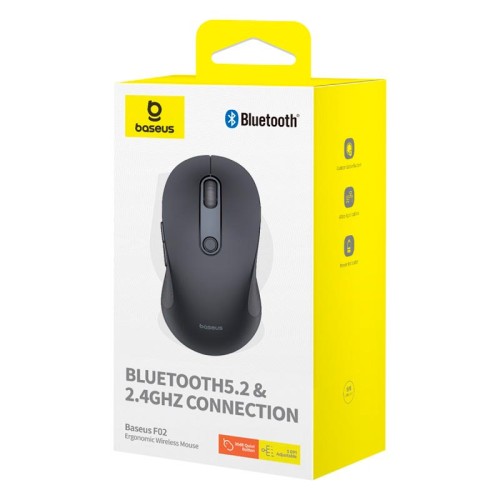Миша Baseus F02 Ergonomic Wireless Mouse |2.4G/BT5.2| (without Battery) black