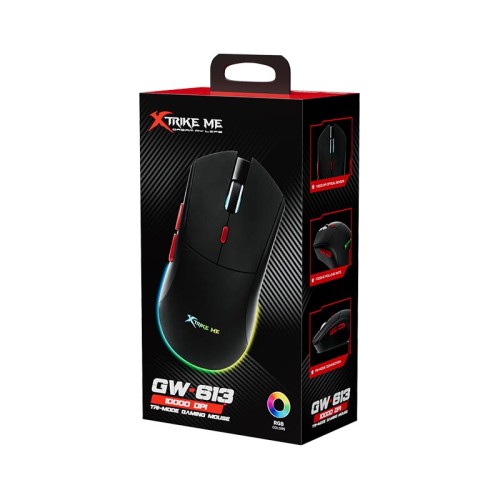 Миша XTRIKE ME wireless mouse GW-613 2.4G/BT5.4/Type-C, 800-10000DPI, 6 Buttons| black