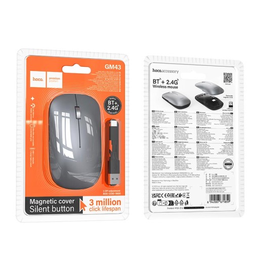 Миша HOCO Adelanto dual-mode wireless mouse GM43 (rechargeable version) |BT/2.4G, 800/1200/1600 dpi| 