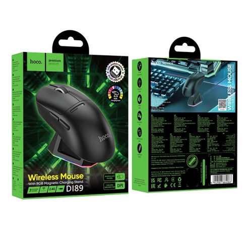 Миша HOCO RGB wireless mouse dock charging 3-mode DI89 |2.4G/BT/Type-C| white