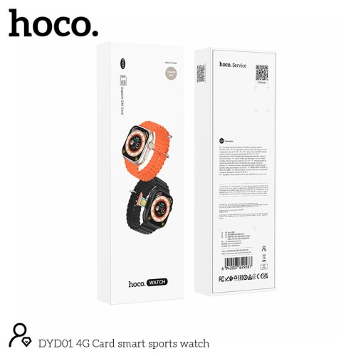 Smart Sports Watch HOCO 4G Card DYD01 |BT4.2, Nano Sim, 1.96"| black