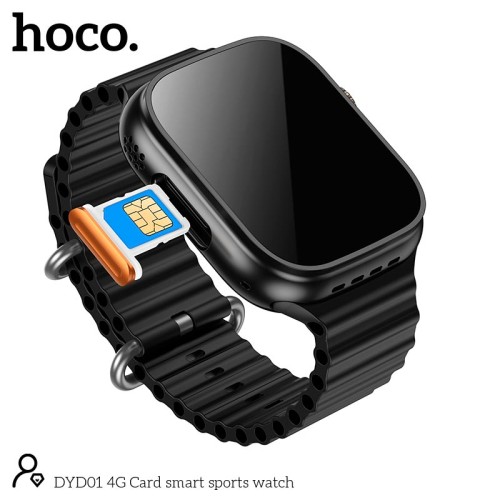 Smart Sports Watch HOCO 4G Card DYD01 |BT4.2, Nano Sim, 1.96"| black