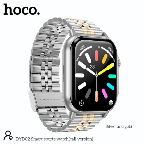 Smart sports watch HOCO DYD02 (call version) |Track, HeartRate, 2.02"| silver-gold