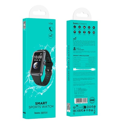 Smart sports watch (call version) HOCO Y34  ip67 |BT5.3, HeatRate, 1.47"| silver