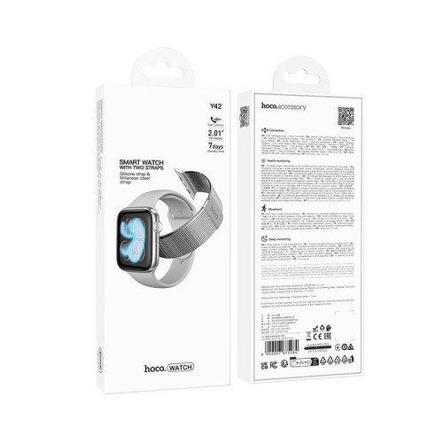 Smart watch HOCO Y42 (call version) |2.01", Track, HeartRate, 7 Days, BT5.3| silver