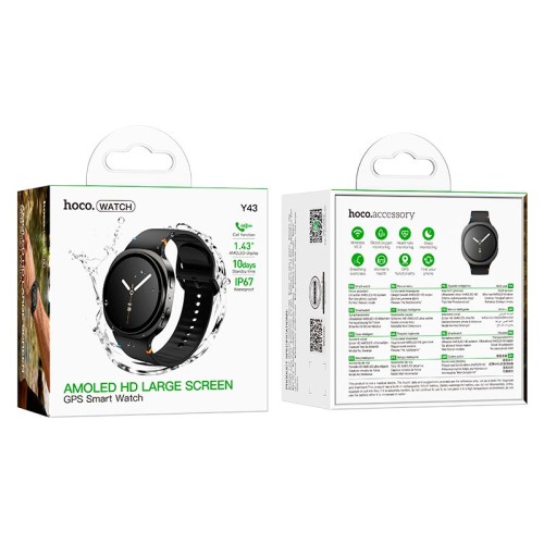 Smart watch HOCO AMOLED (call version) Y43 IP67 |1.43", 10 days, GPS, BT5.3, Heart Rate| black