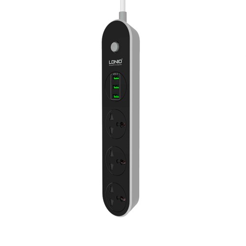 Подовжувач мережевий Ldnio SC3301 |2500W, 1.6m EU plug, 3USB, 3 Sockets 3.1A| black