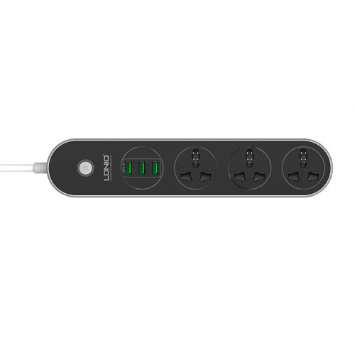 Подовжувач мережевий Ldnio SC3301 |2500W, 1.6m EU plug, 3USB, 3 Sockets 3.1A| black