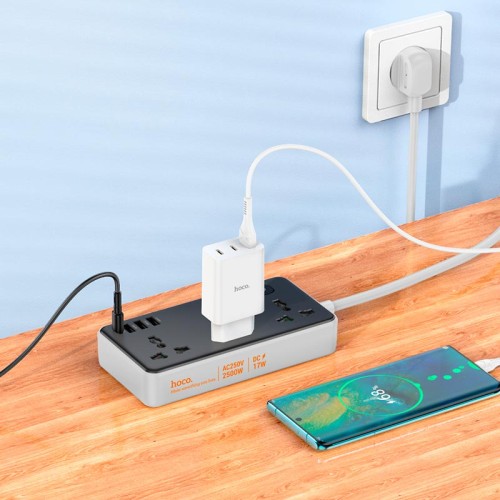 Подовжувач мережевий HOCO Storm 3-position socket AC7A |3USB/1Type-C, 3.4A/17W| black