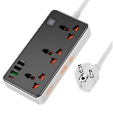 Подовжувач мережевий HOCO Storm 3-position socket AC8A |3USB/1Type-C, PD/QC, 3A/30W| black