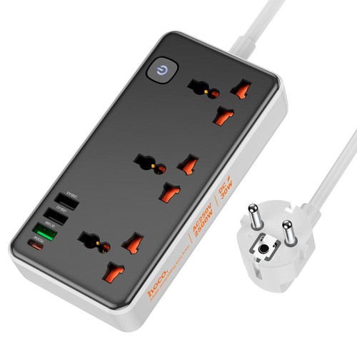Подовжувач мережевий HOCO Storm 3-position socket AC8A |3USB/1Type-C, PD/QC, 3A/30W| white