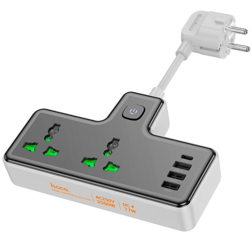 Подовжувач HOCO Voyage 2-position expansion socket AC11A |3USB/Type-C, 10A| black