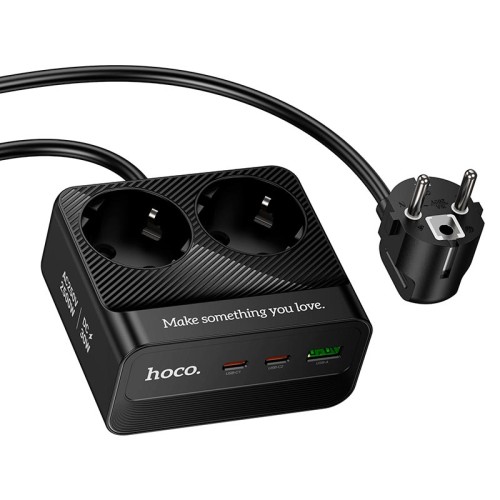 Подовжувач мережевий HOCO Descanso 2-socket PD desktop charger AC27 (L=2M) |1USB/2Type-C, 30W/3A| black